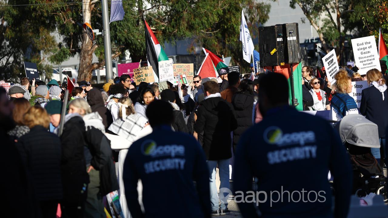 Pro-Palestine rally at Labor state conference