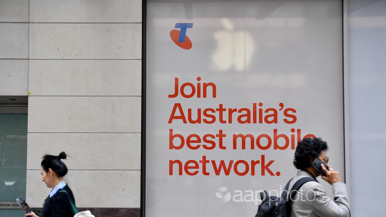 General view of a Telstra store in Sydney,